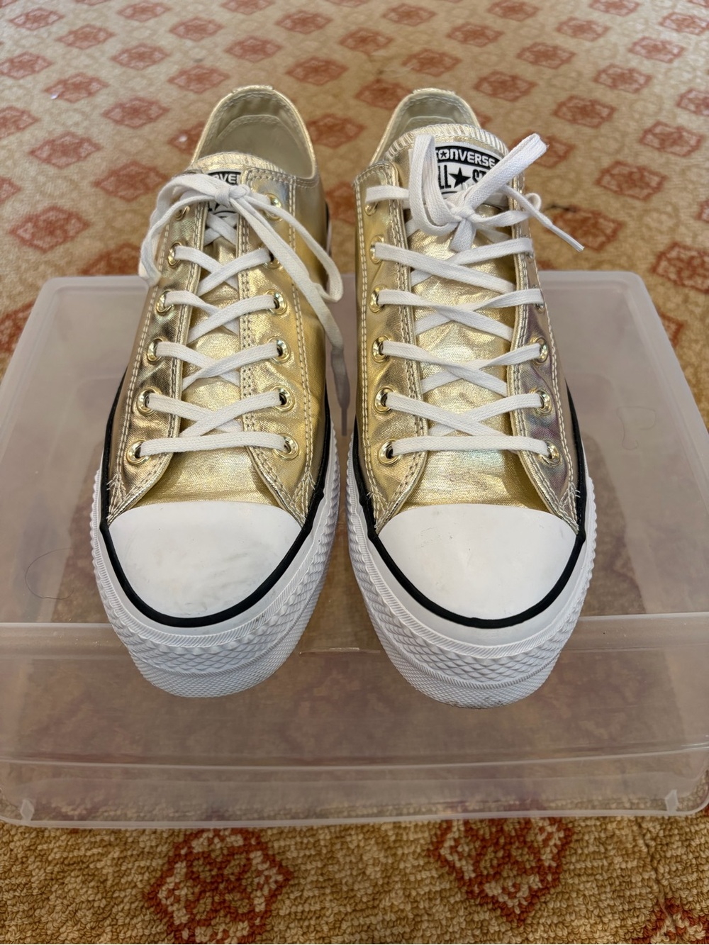 Converse Metallic Gold Low Top Platform Sneakers